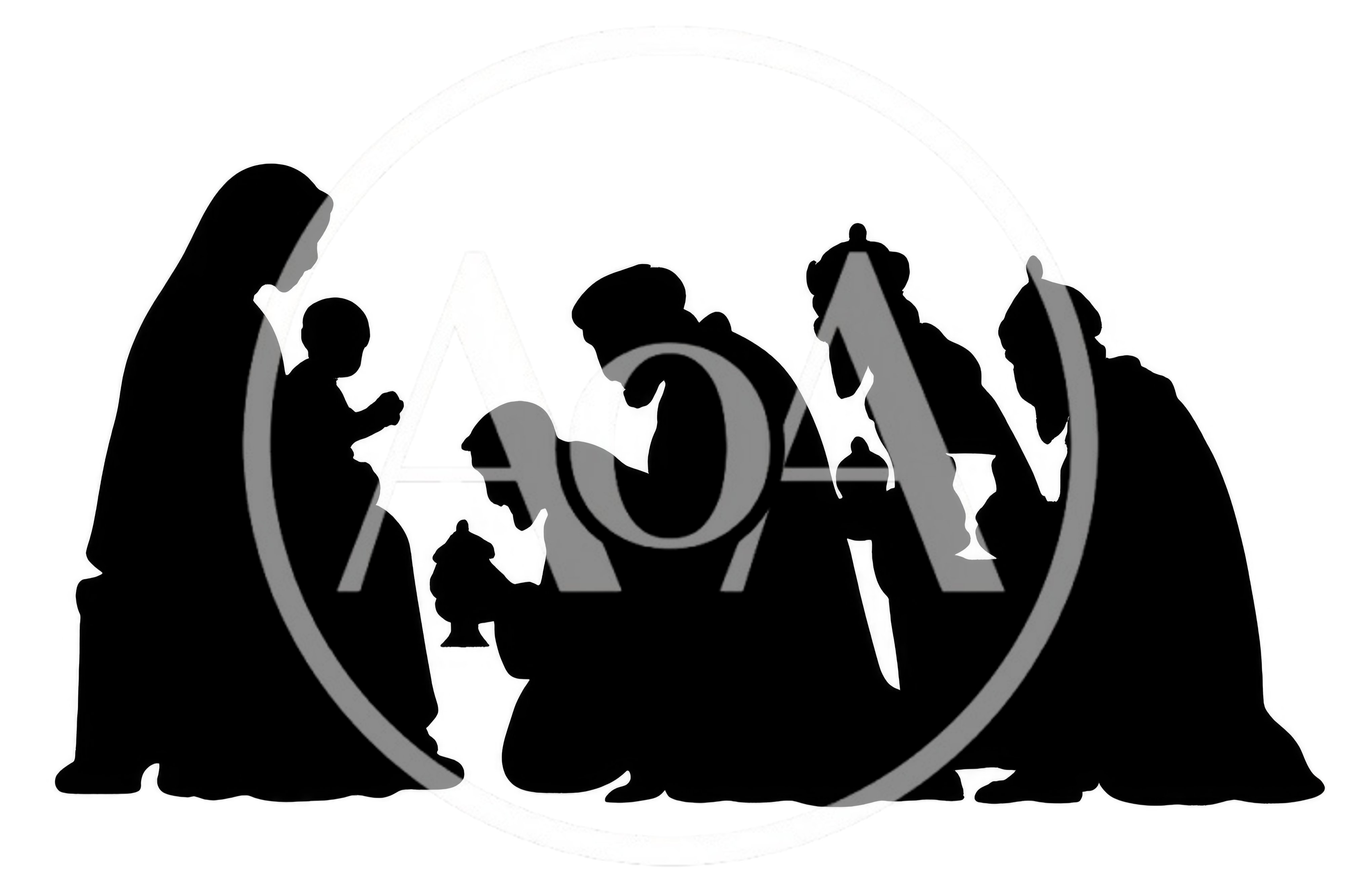 Nativity Scene Silhouette With Mary And Three Wise Men