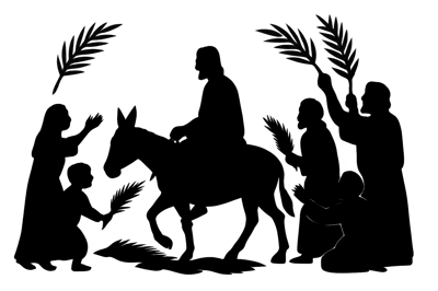 Palm Sunday Silhouette Illustration Of Jesus Entering Jerusalem