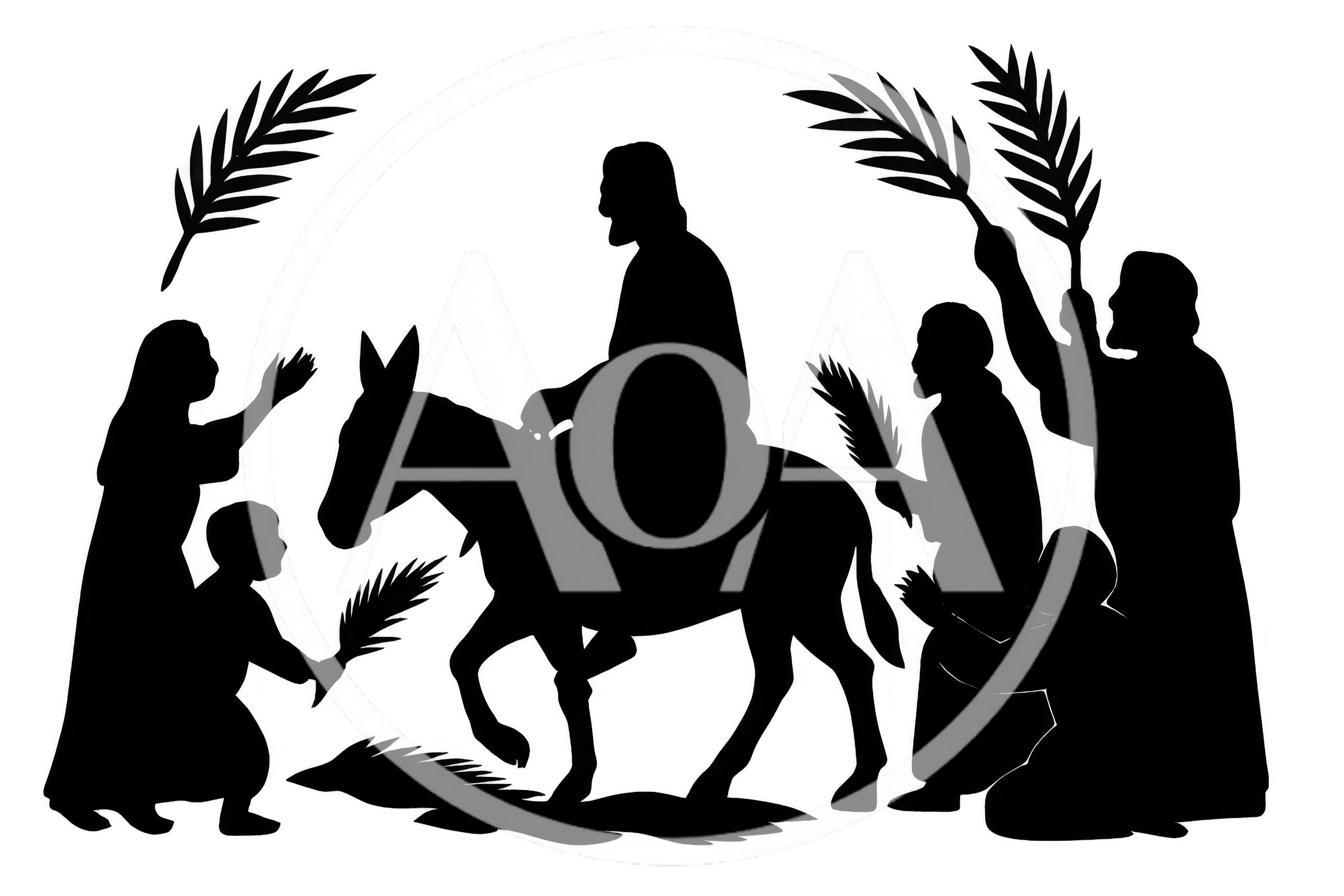 Palm Sunday Silhouette Illustration Of Jesus Entering Jerusalem