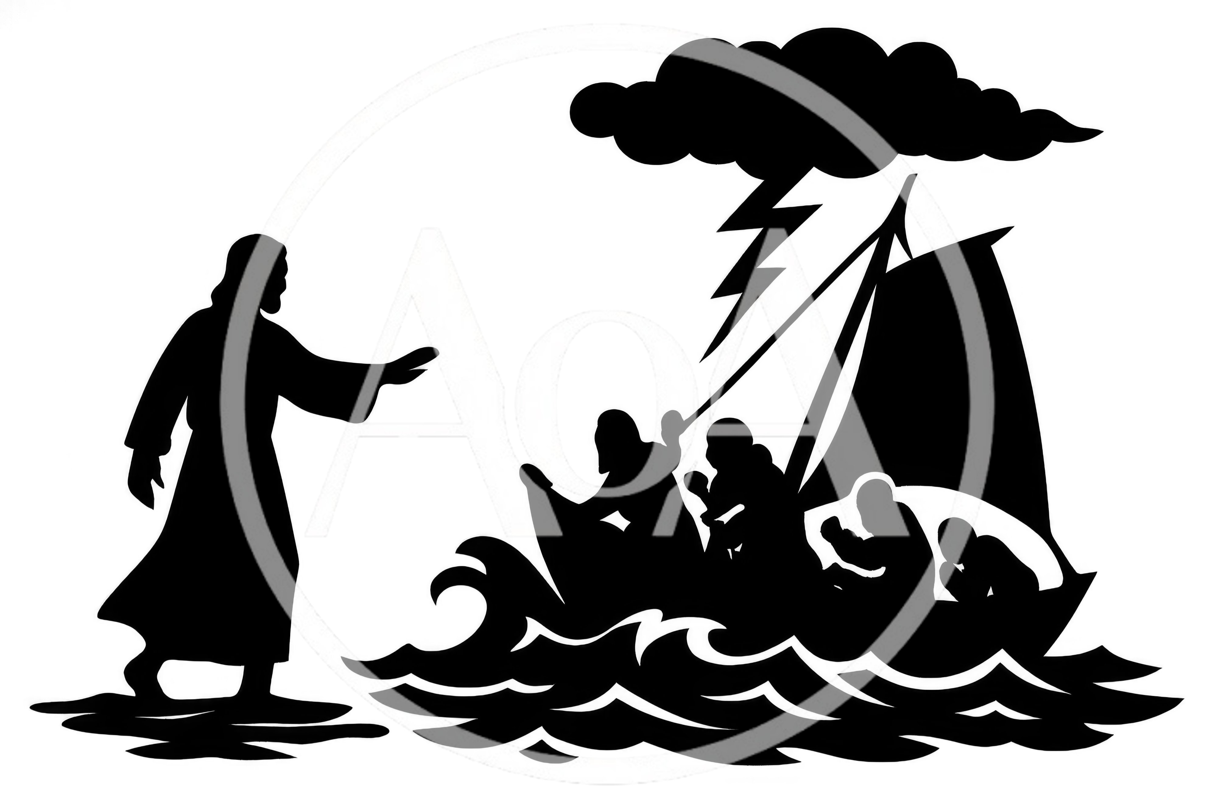 Jesus Walking On Water During A Stormy Sea