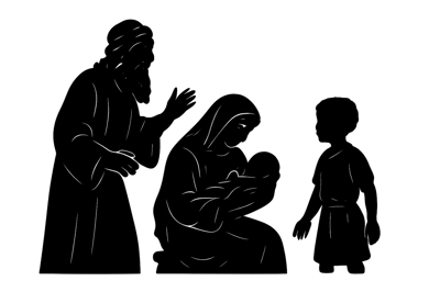 Nativity Scene Silhouette With Holy Family And Child