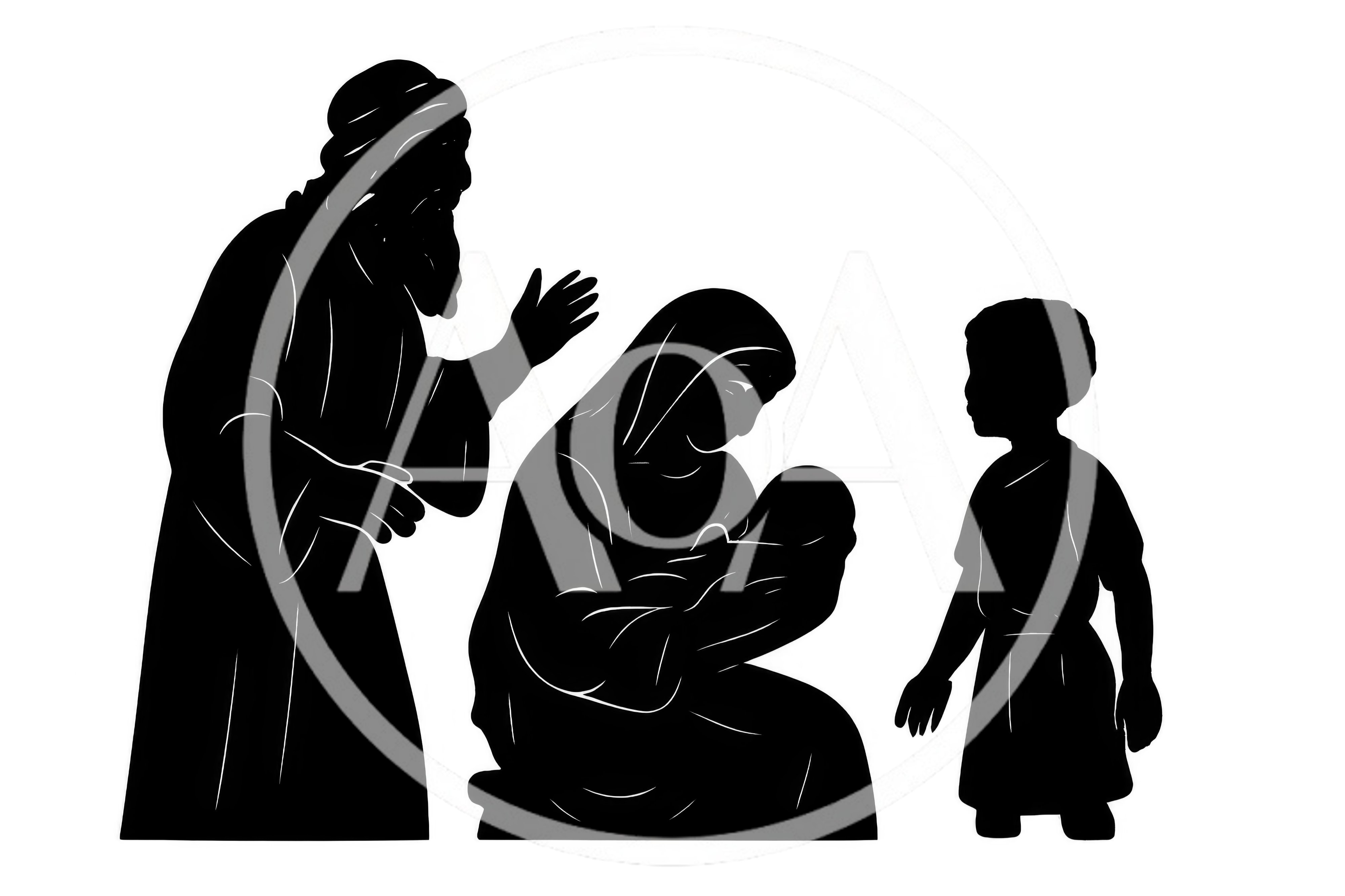 Nativity Scene Silhouette With Holy Family And Child