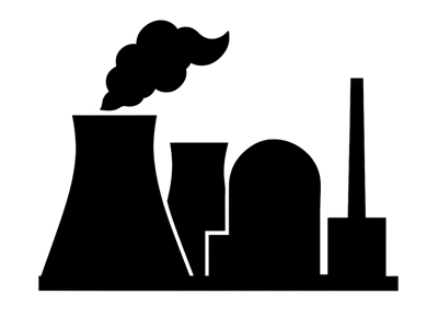 Black Silhouette Icon Of An Industrial Power Plant