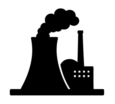 Black Silhouette Icon Of An Industrial Power Plant