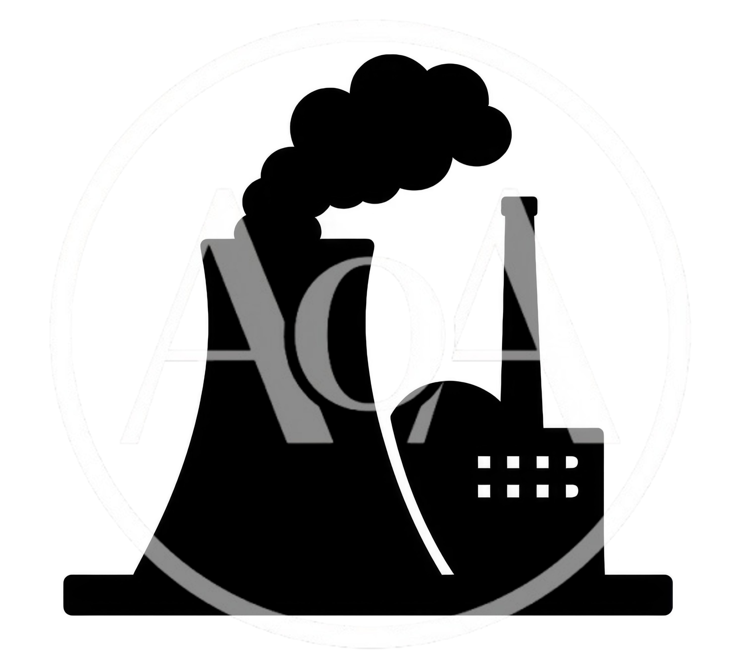 Black Silhouette Icon Of An Industrial Power Plant