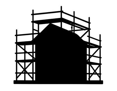 Black Silhouette Icon Of A House Under Construction