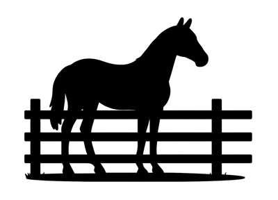 Black Silhouette Of A Horse Standing Behind A Fence