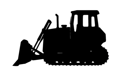 Black Silhouette Of A Heavy Construction Bulldozer