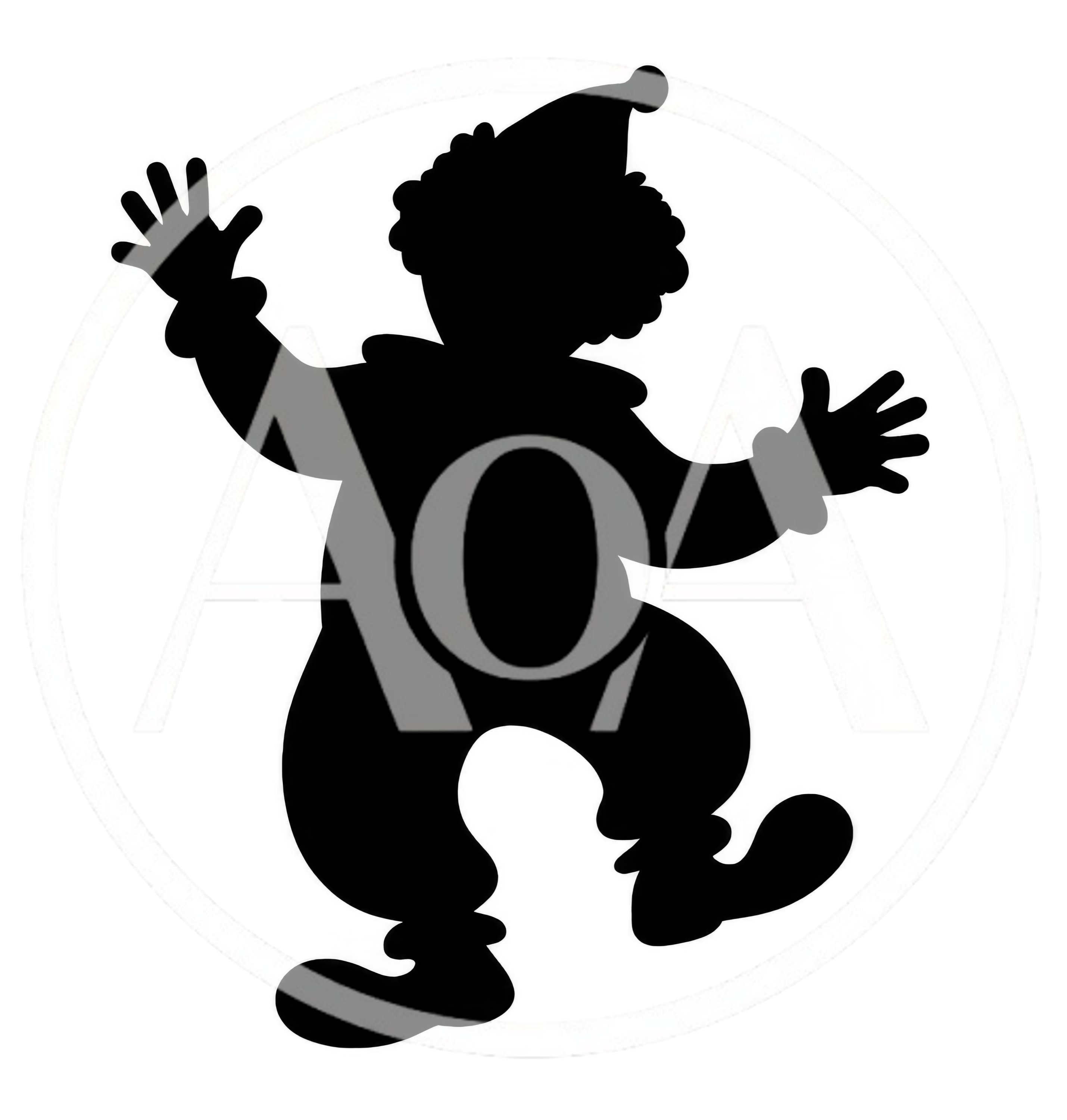 Black Silhouette Of A Dancing Clown