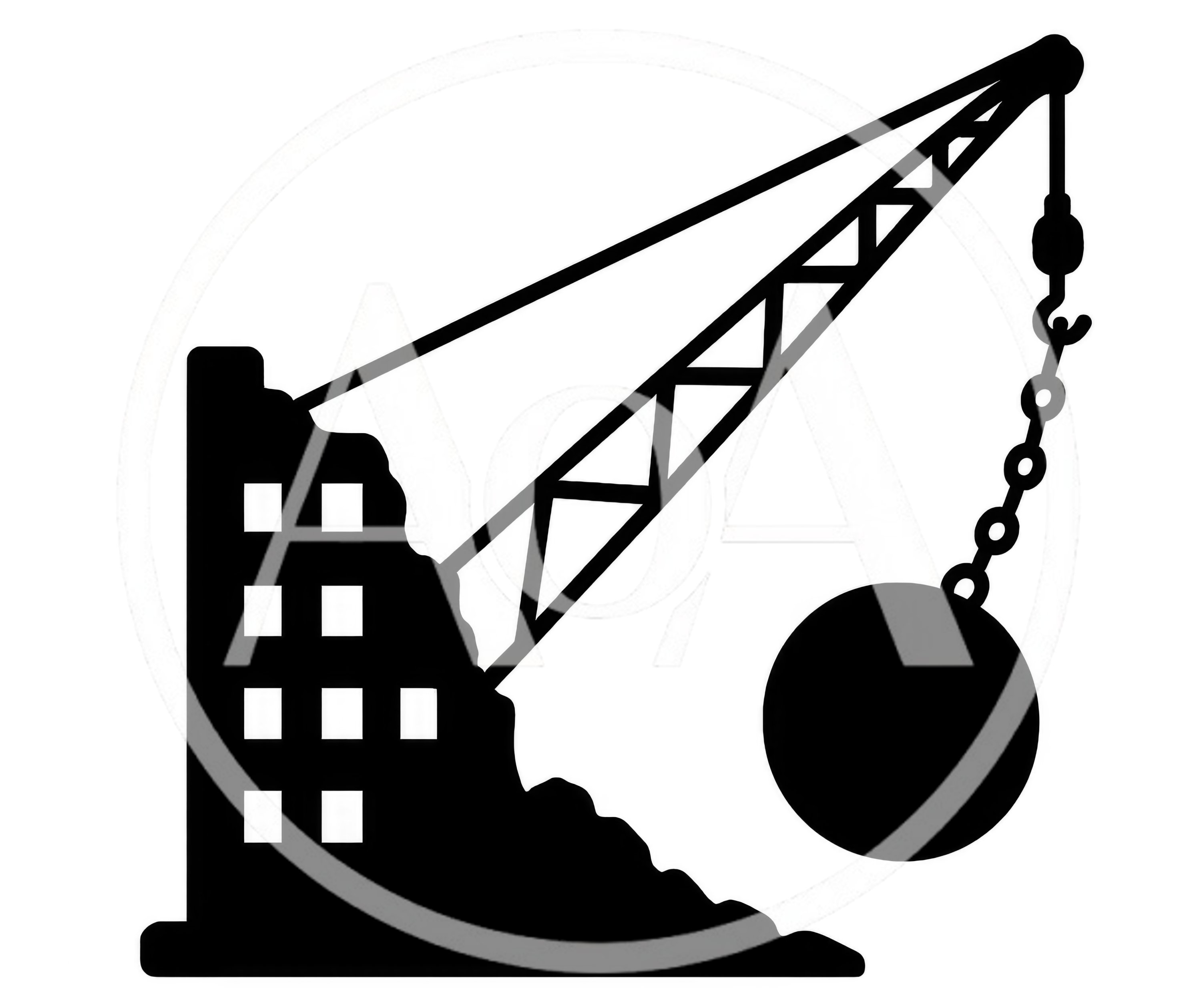 Demolition Crane With Wrecking Ball Icon