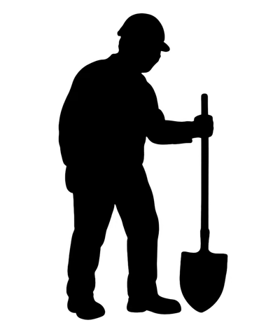 Silhouette Of A Construction Worker Holding A Shovel