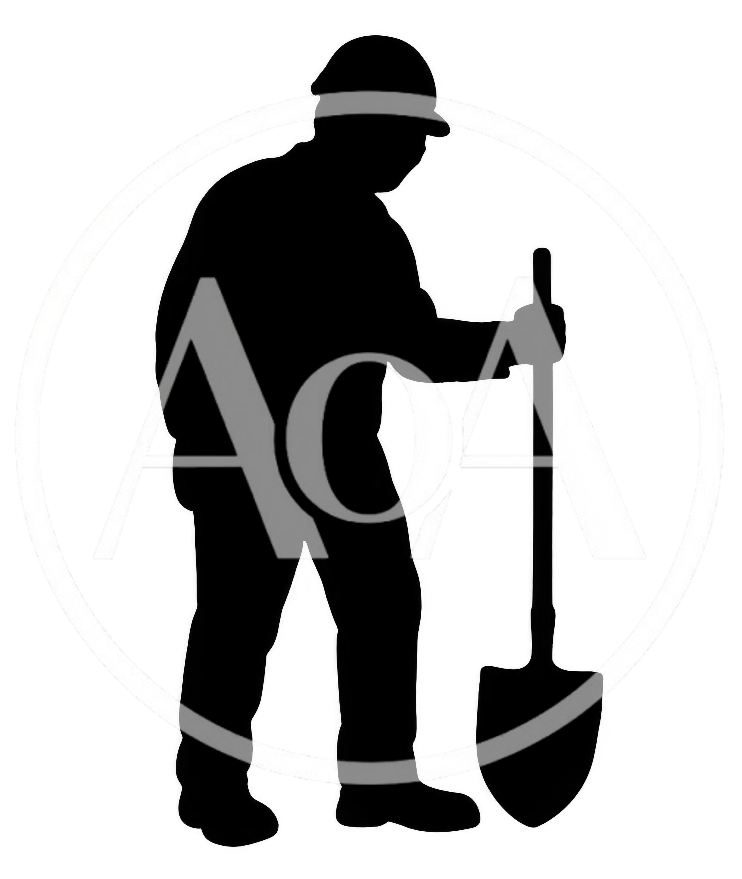 Silhouette Of A Construction Worker Holding A Shovel