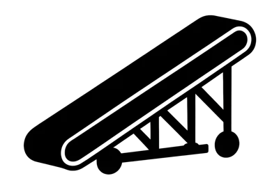 Black Silhouette Icon Of An Inclined Conveyor Belt