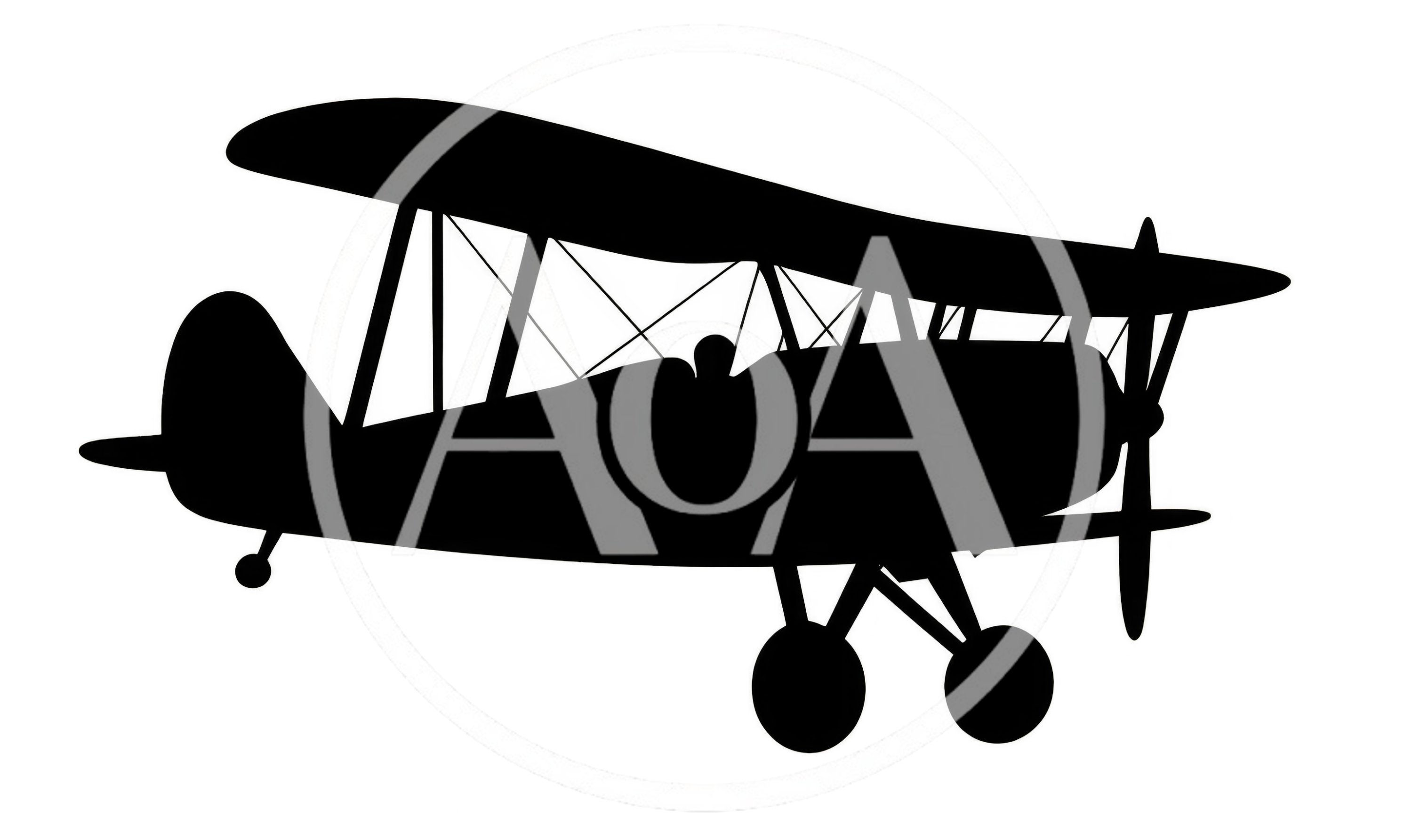 Black Silhouette Of A Vintage Biplane Aircraft