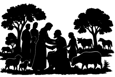 Biblical Silhouette Scene Of Jesus Healing A Man