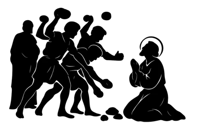 Stoning of Saint Stephen Biblical Silhouette Illustration