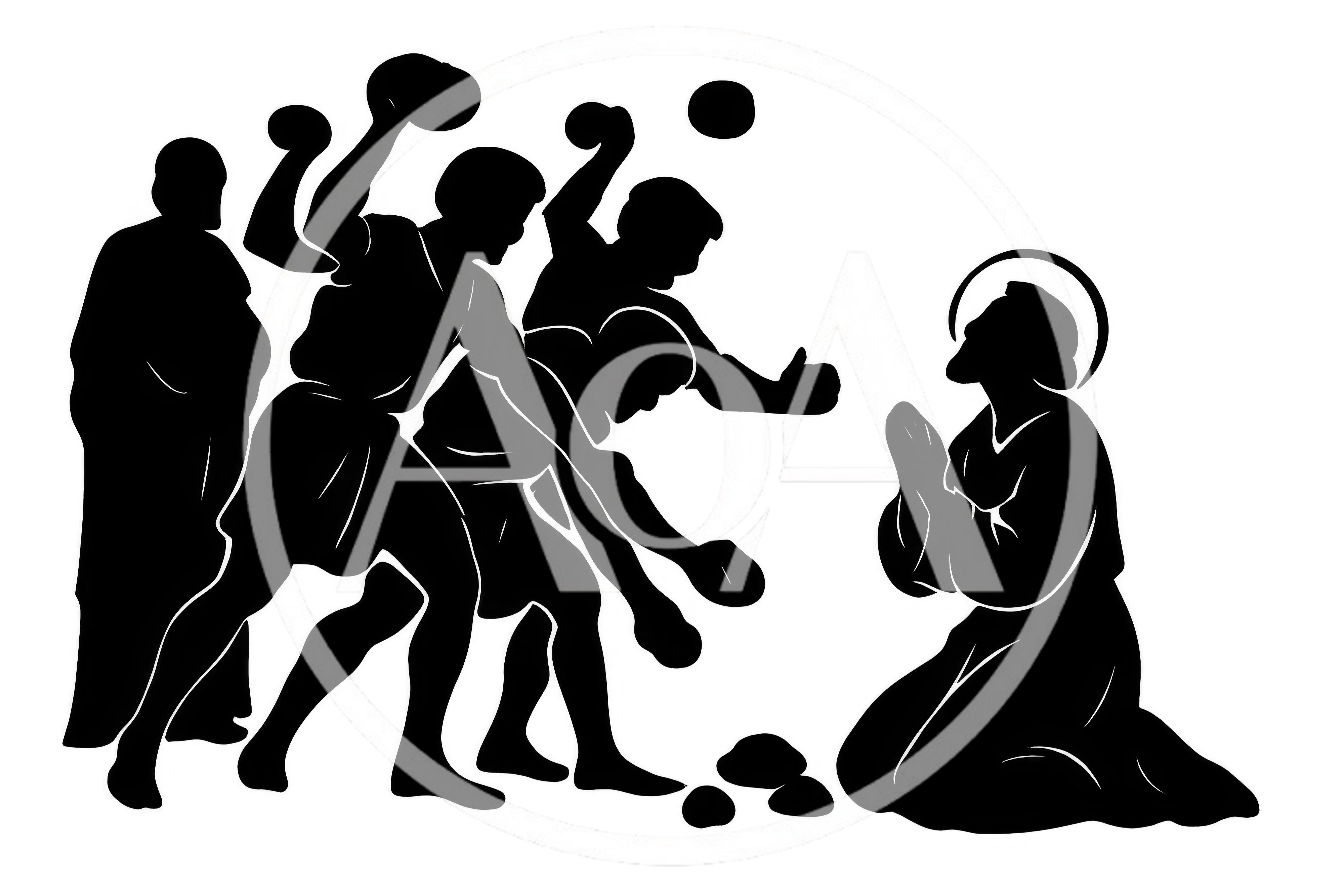 Stoning of Saint Stephen Biblical Silhouette Illustration