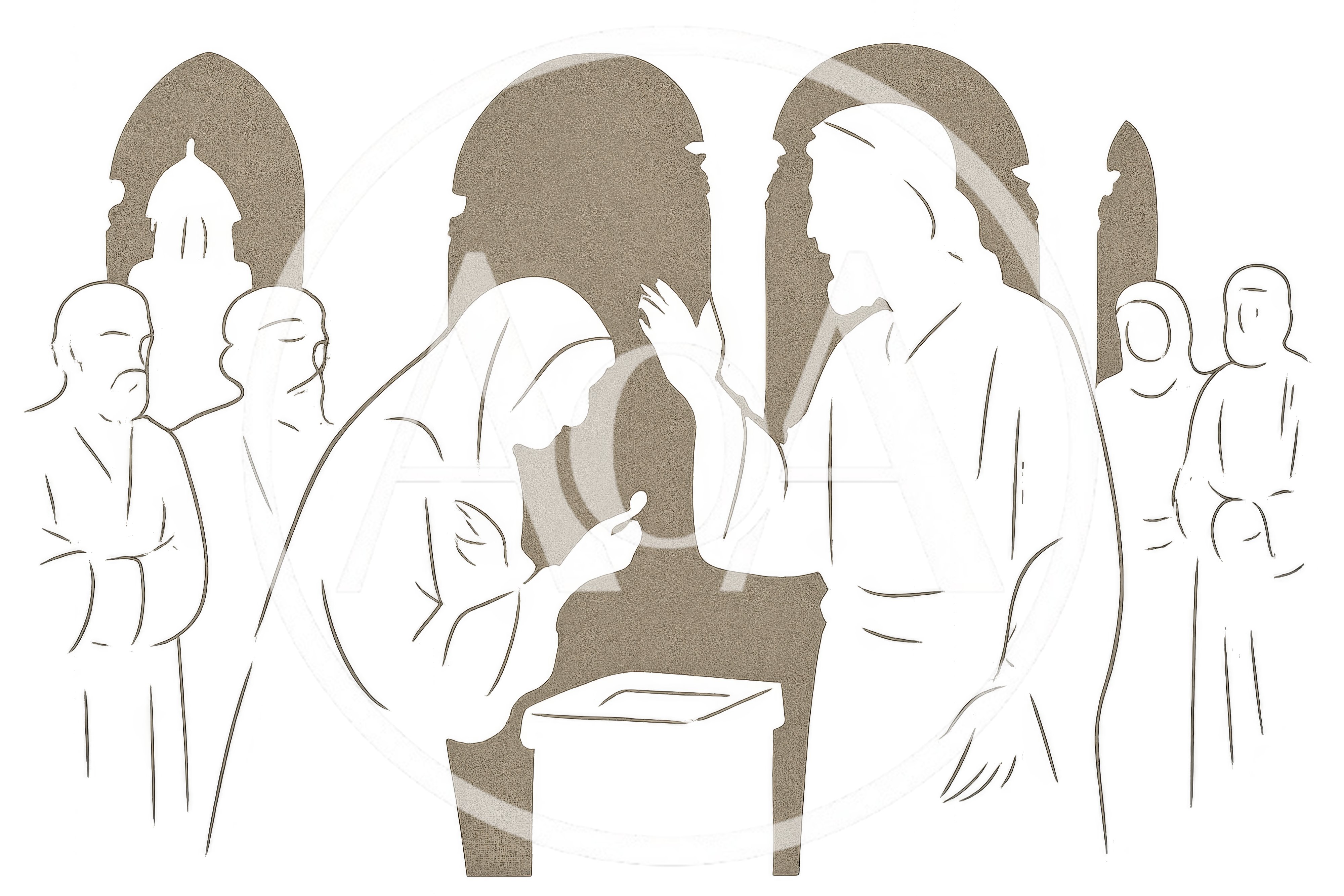 Minimalist Line Art Illustration Of Religious Figures