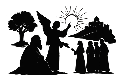 Silhouette Illustration Of An Angel Appearing To People