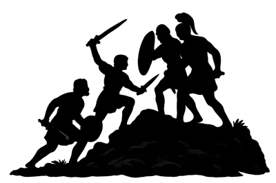 Silhouette Of Ancient Warriors Fighting In Battle