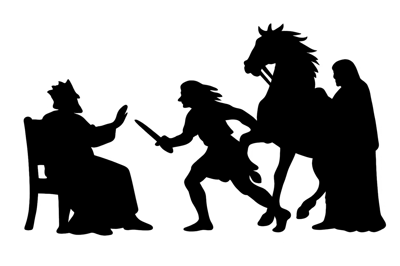 Silhouette Illustration Of A King Confronted By A Warrior