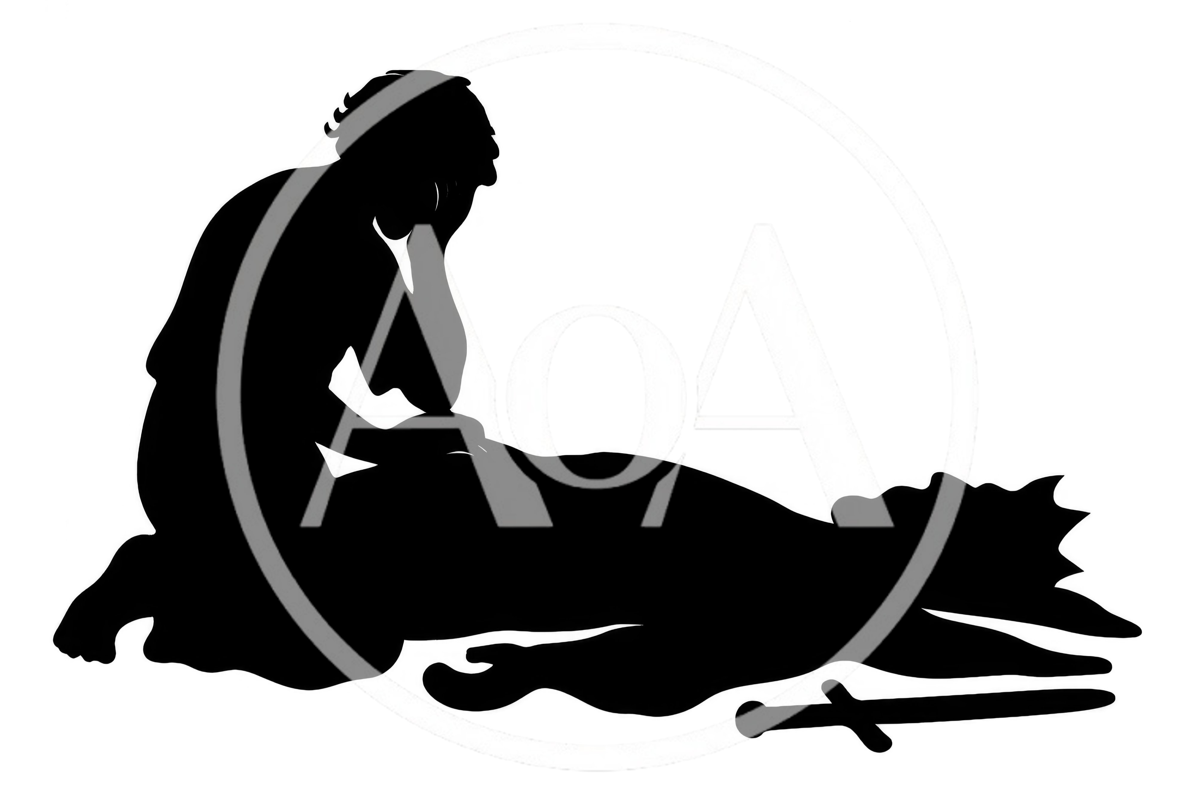 Silhouette Of A Mourning Figure Beside A Fallen King