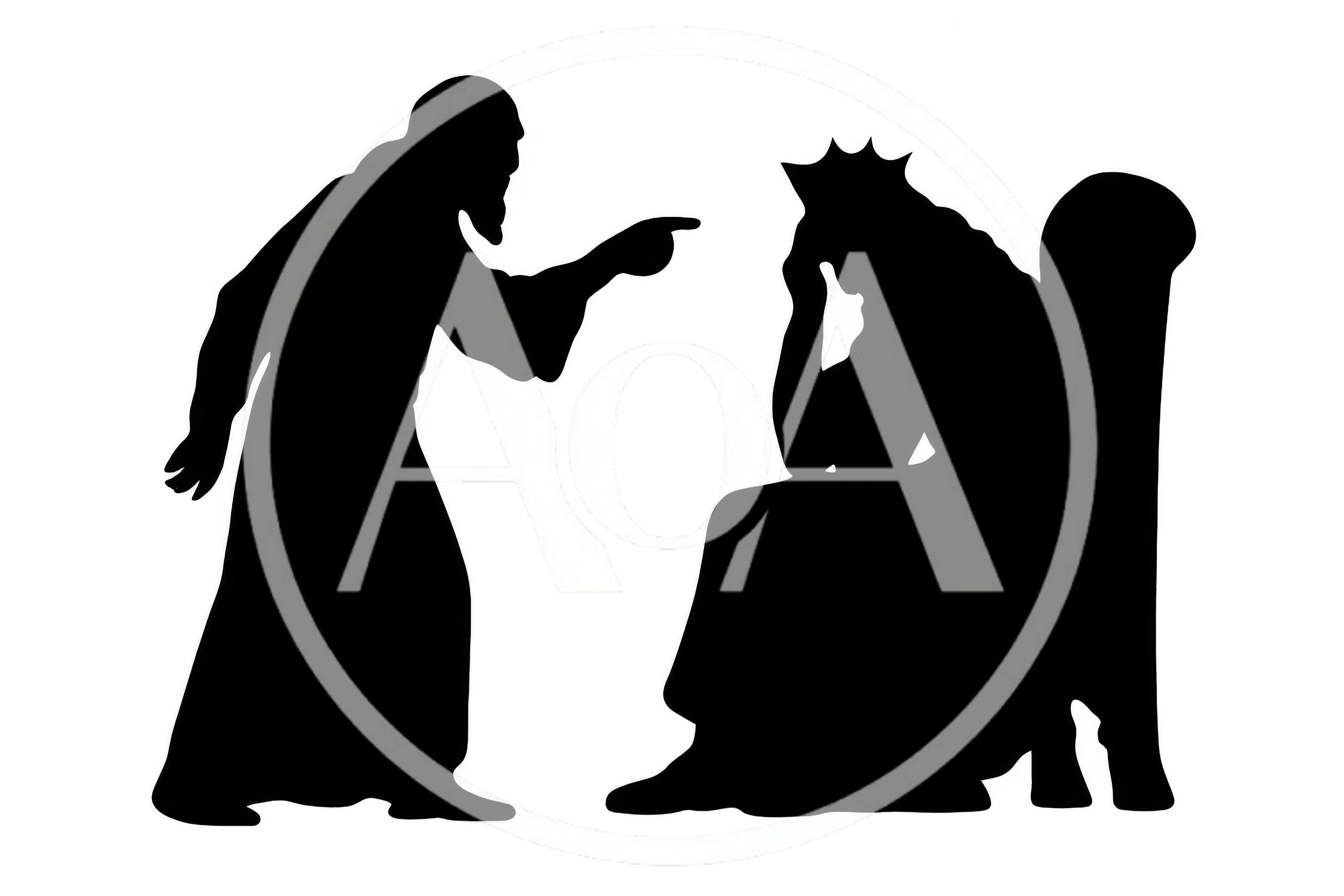 Silhouette Of A Prophet Confronting A Distressed King
