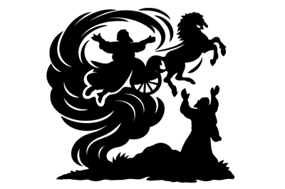Biblical Silhouette Of Elijah Ascending To Heaven