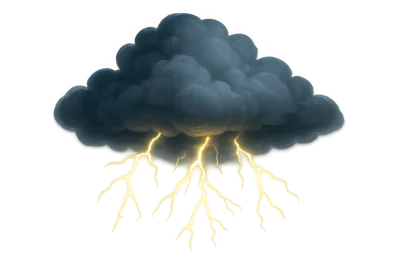 Dark Storm Cloud With Multiple Lightning Bolts