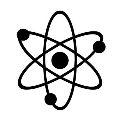 Minimalist Black Atom Symbol Icon On White Background