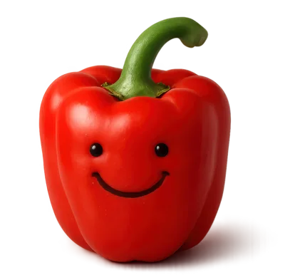 Red Bell Pepper With A Happy Smiling Face