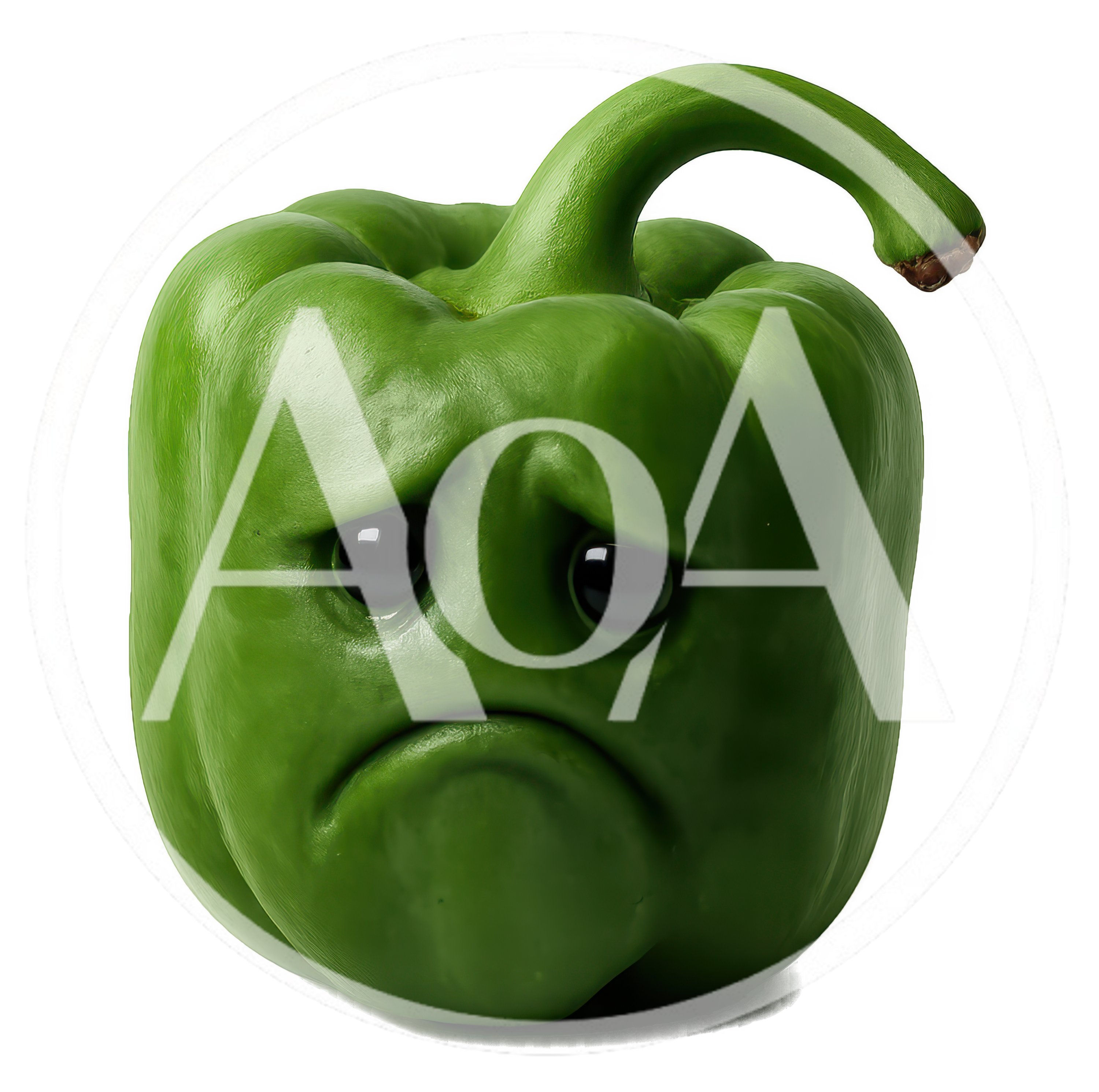 Sad Green Bell Pepper With Human Facial Features
