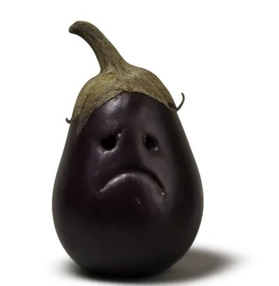 Sad Eggplant With Human Facial Features