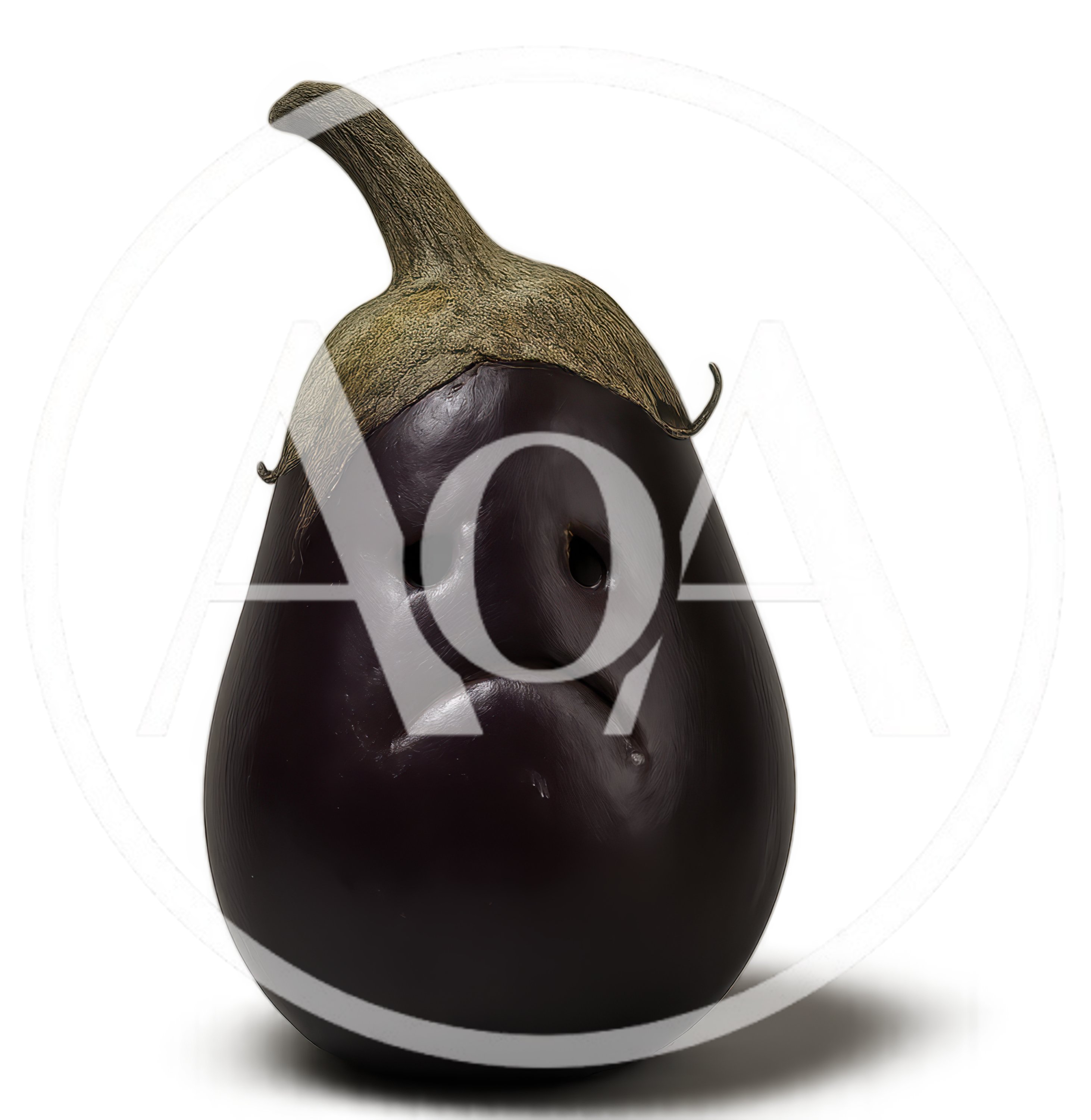 Sad Eggplant With Human Facial Features