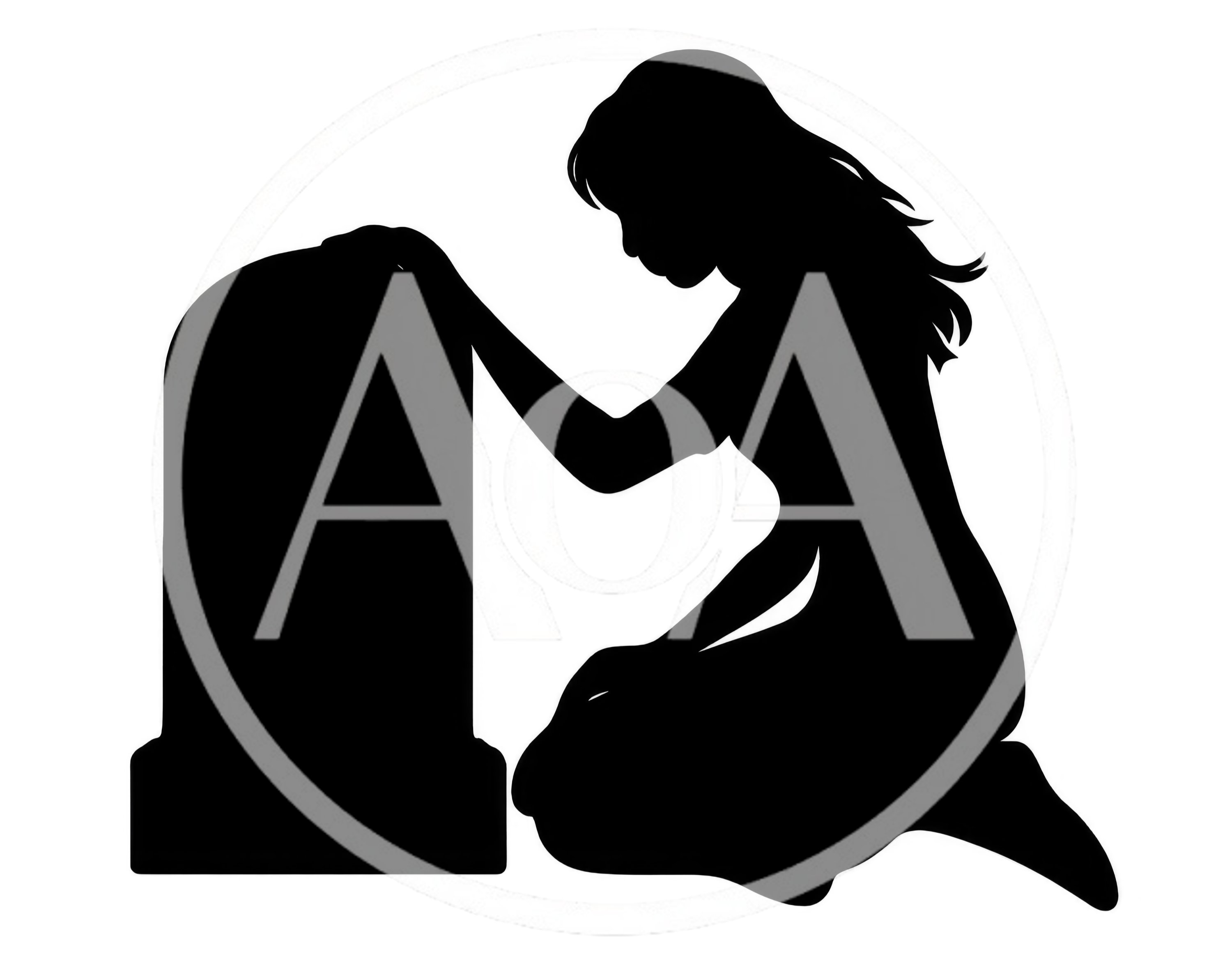 Silhouette Of A Woman Kneeling At A Gravestone