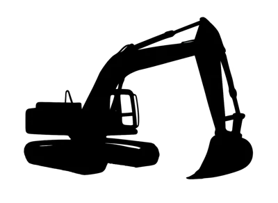 Black Silhouette Of A Construction Excavator
