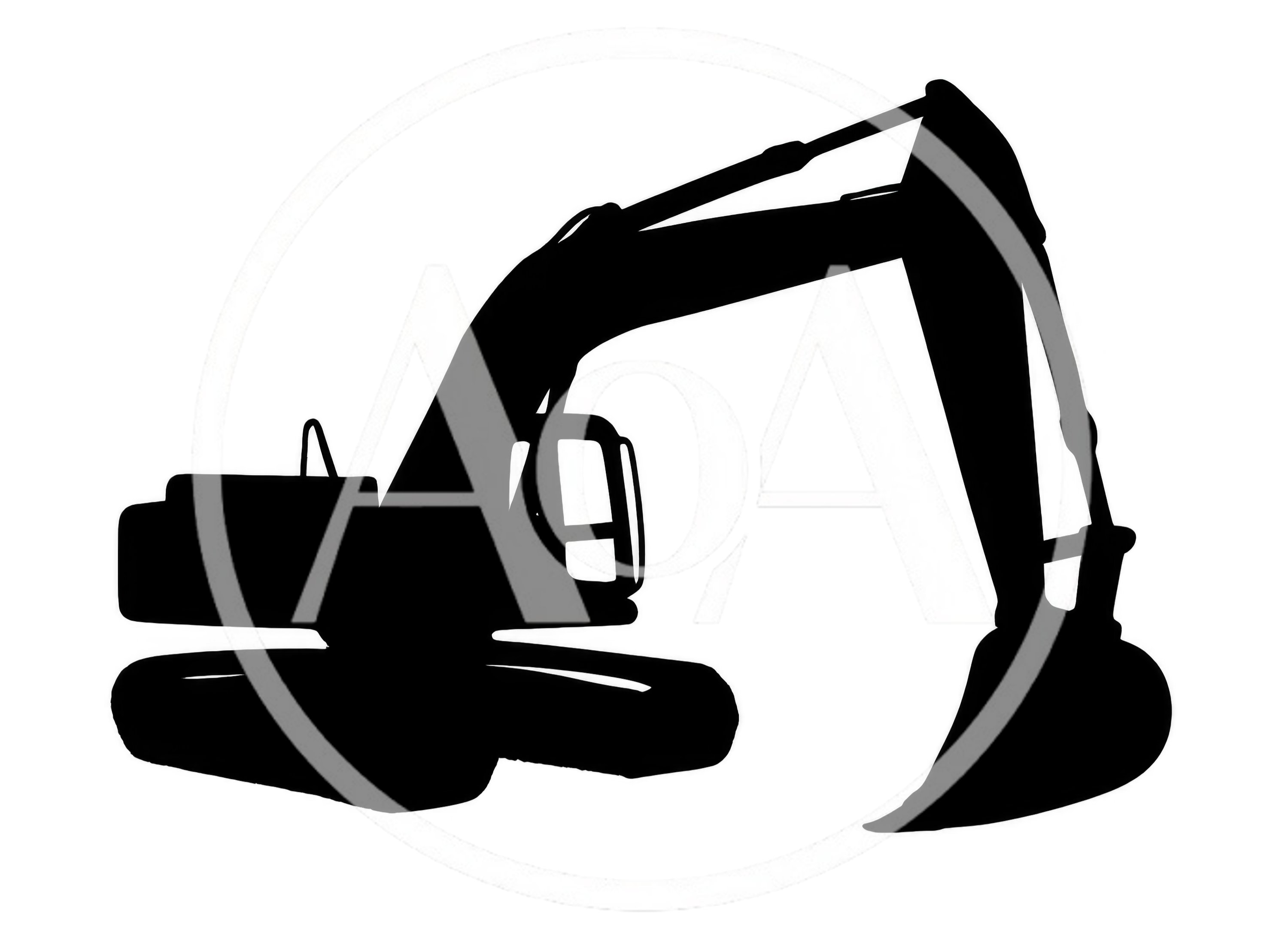 Black Silhouette Of A Construction Excavator