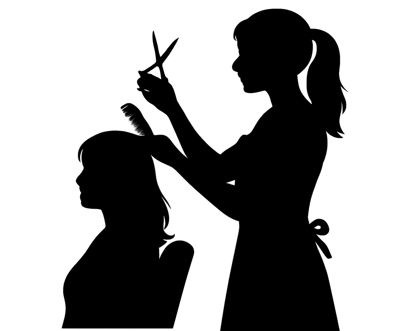 Silhouette of a Hairdresser Cutting a Client's Hair