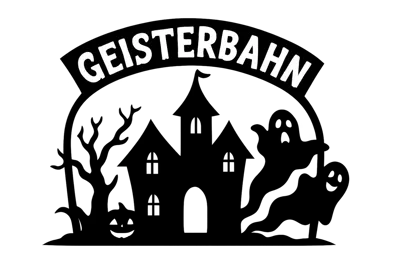 Black Silhouette Illustration of a Haunted Ghost Train