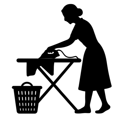 Silhouette Of A Woman Ironing Clothes