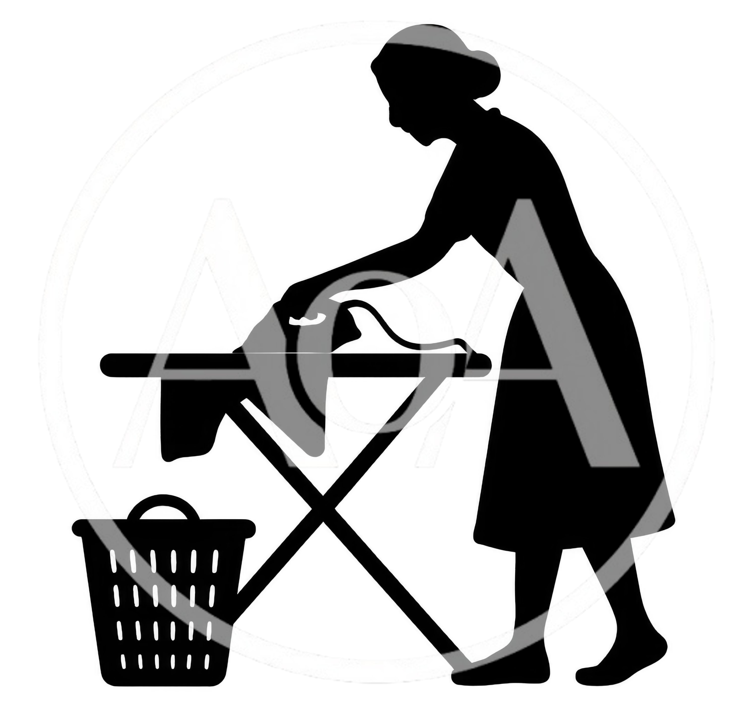Silhouette Of A Woman Ironing Clothes