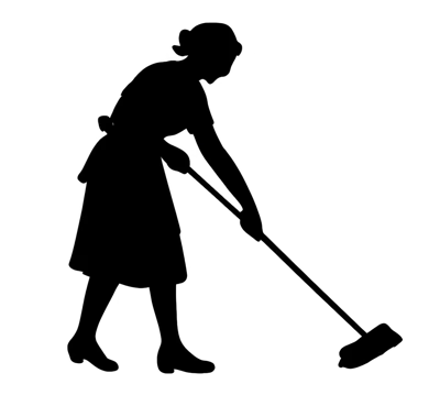 Silhouette Of A Woman Cleaning With A Mop