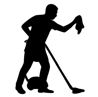 Silhouette Of A Person Cleaning With A Vacuum