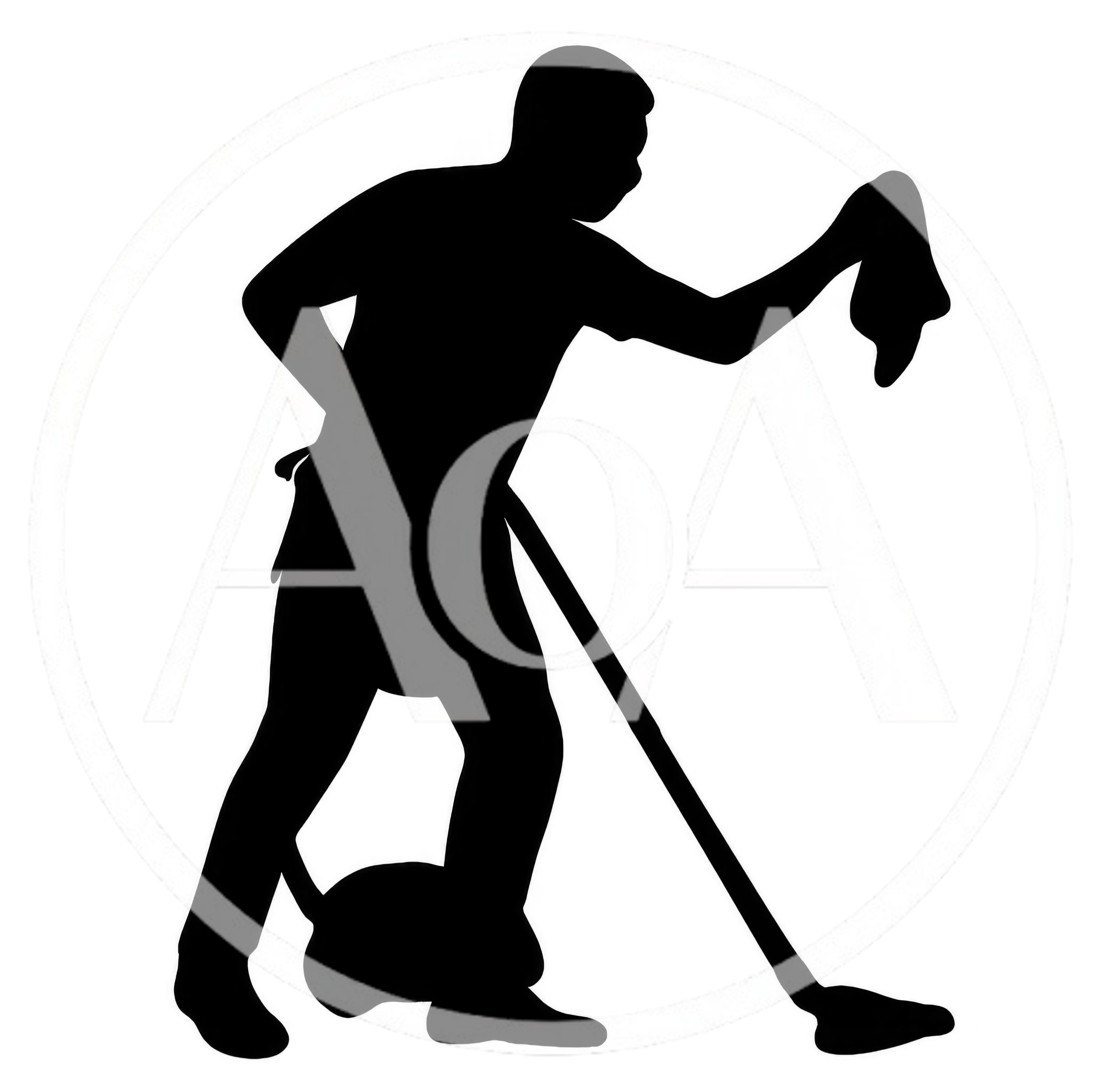Silhouette Of A Person Cleaning With A Vacuum