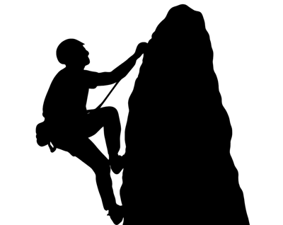 Silhouette Of A Rock Climber Scaling A Steep Cliff