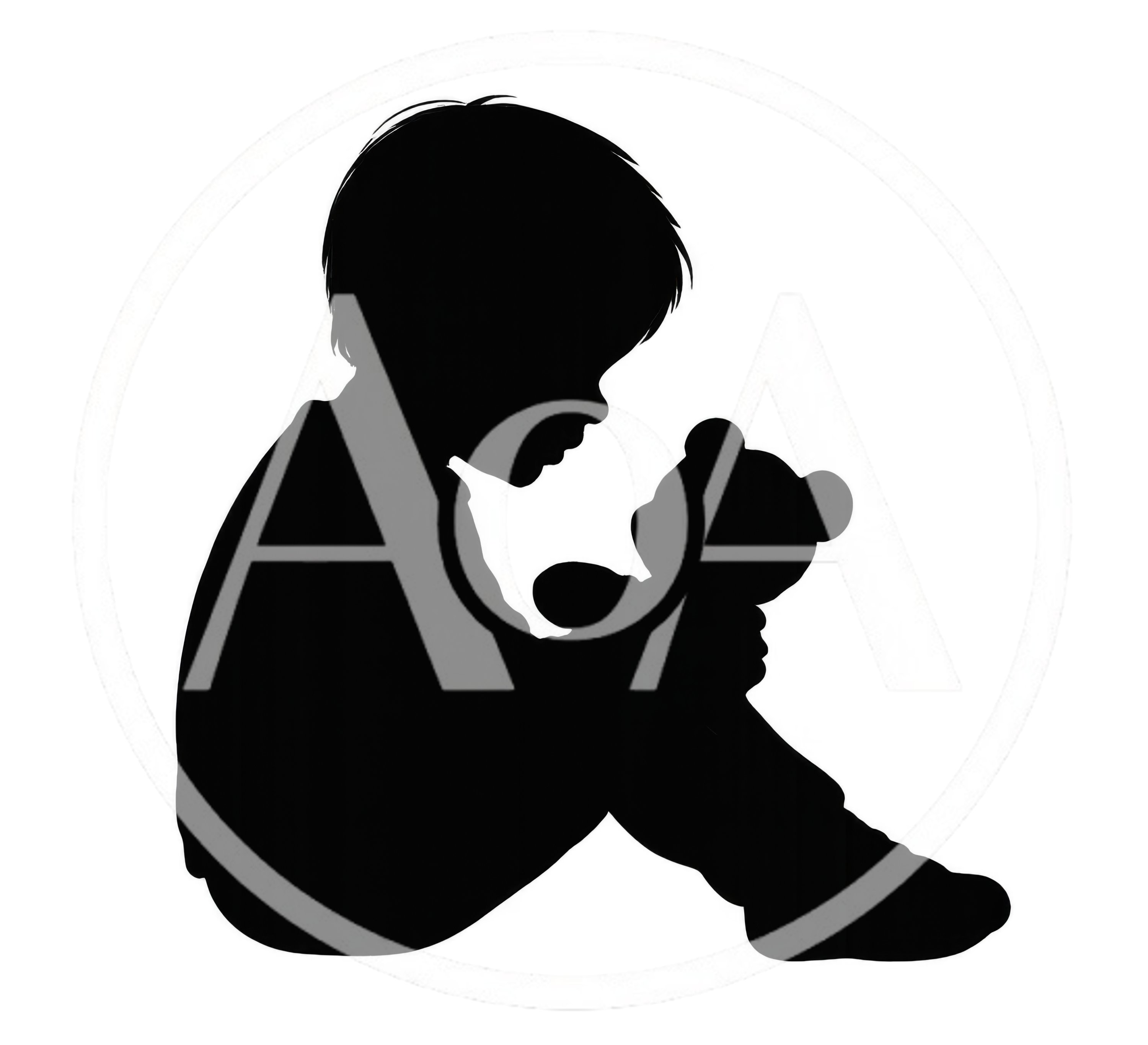 Silhouette Of A Young Child Holding A Teddy Bear