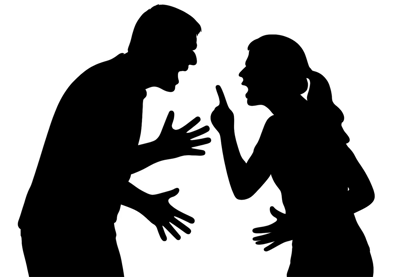 Silhouette Of A Man And Woman Arguing