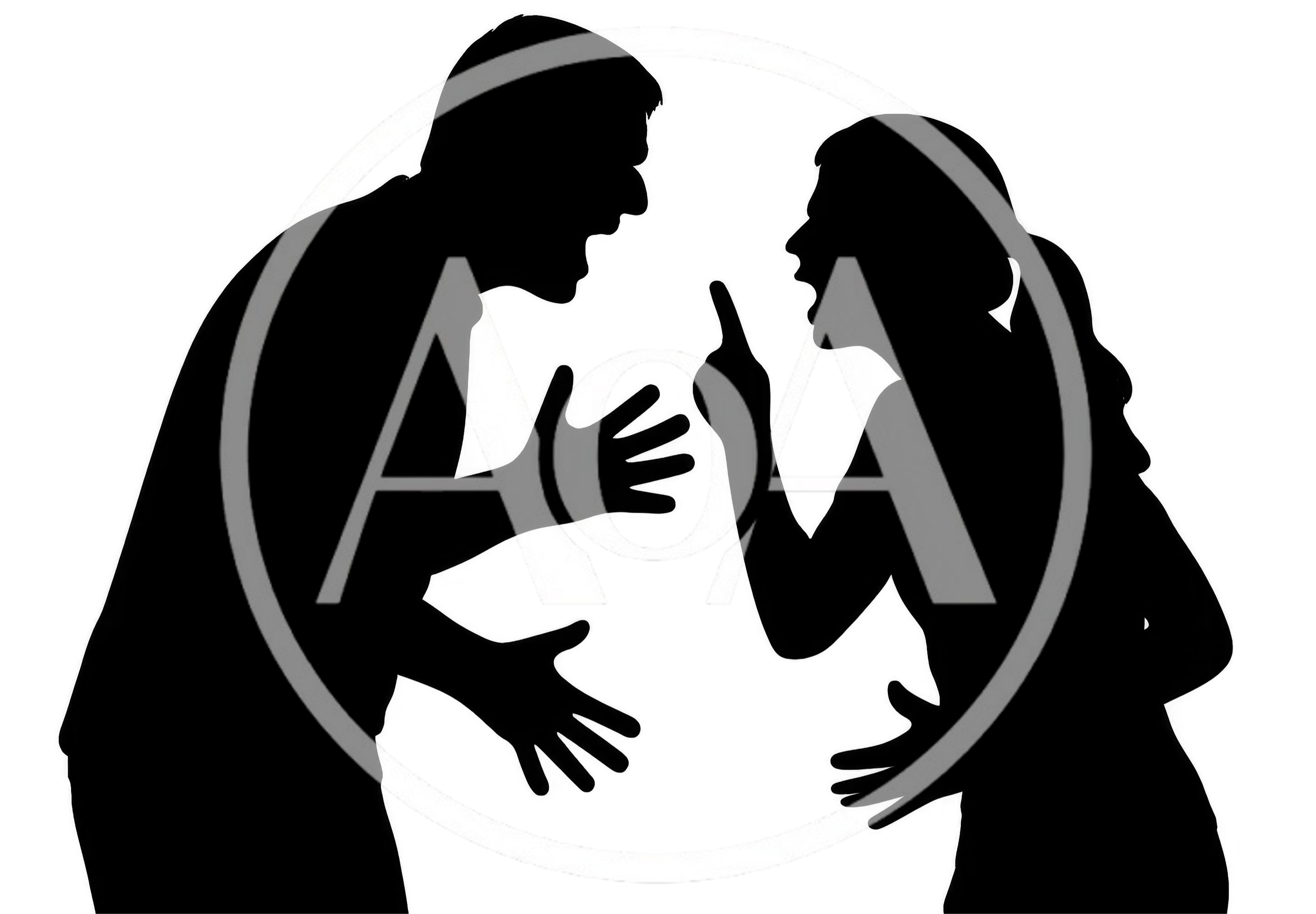Silhouette Of A Man And Woman Arguing