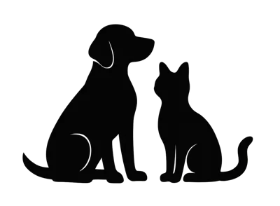 Black Silhouette Of A Dog And Cat Sitting
