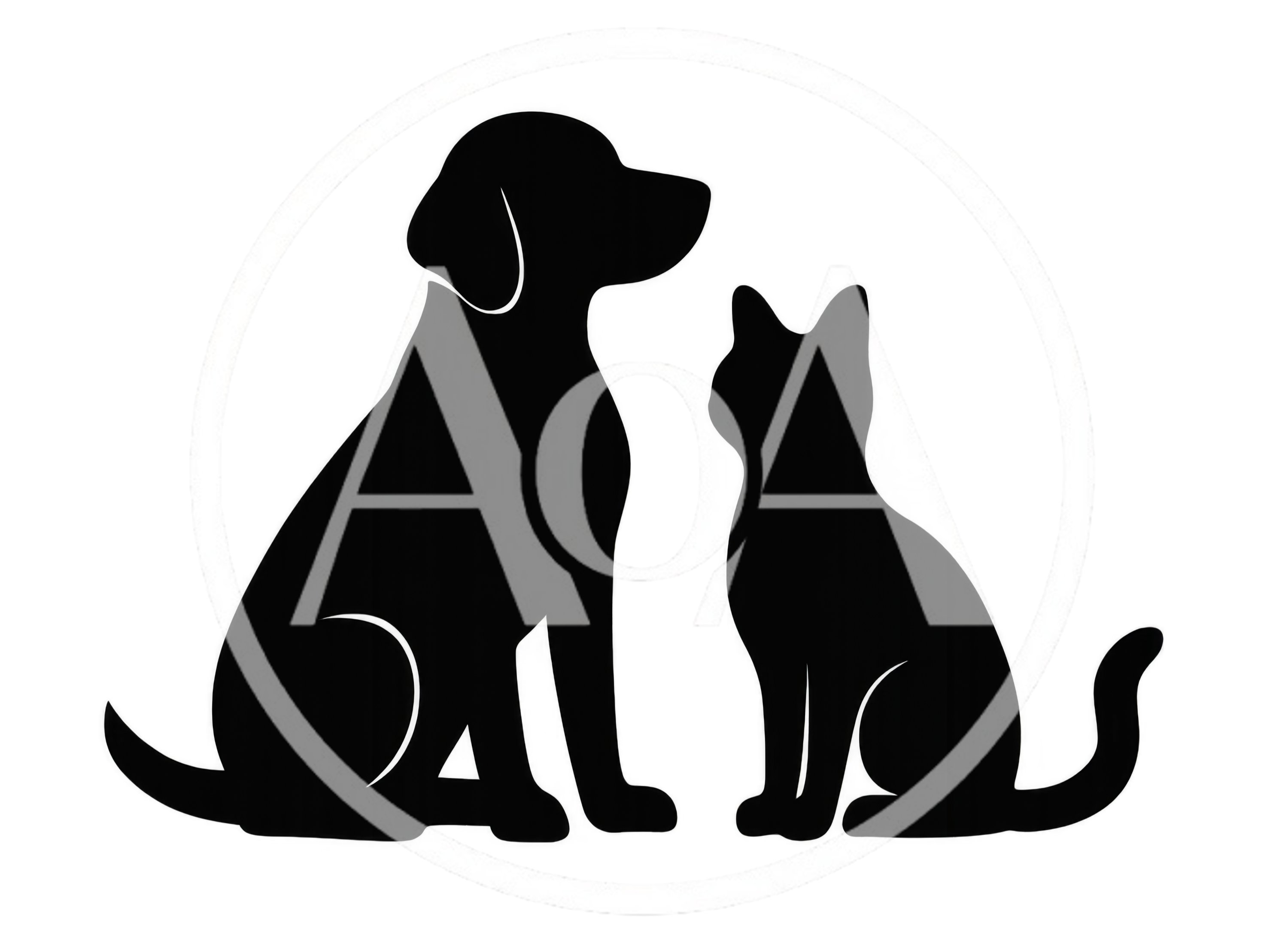 Black Silhouette Of A Dog And Cat Sitting